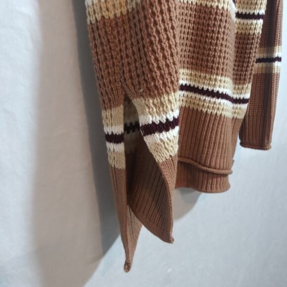 Pink Rose Knit Maple Striped Brown Textured Sweater Neutral Size XL - Picture 4 of 8